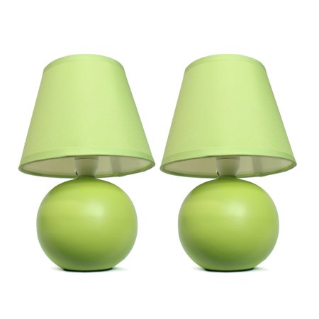 SIMPLE DESIGNS Mini Ceramic Globe Table Lamp, Green, PK 2 LT2008-GRN-2PK